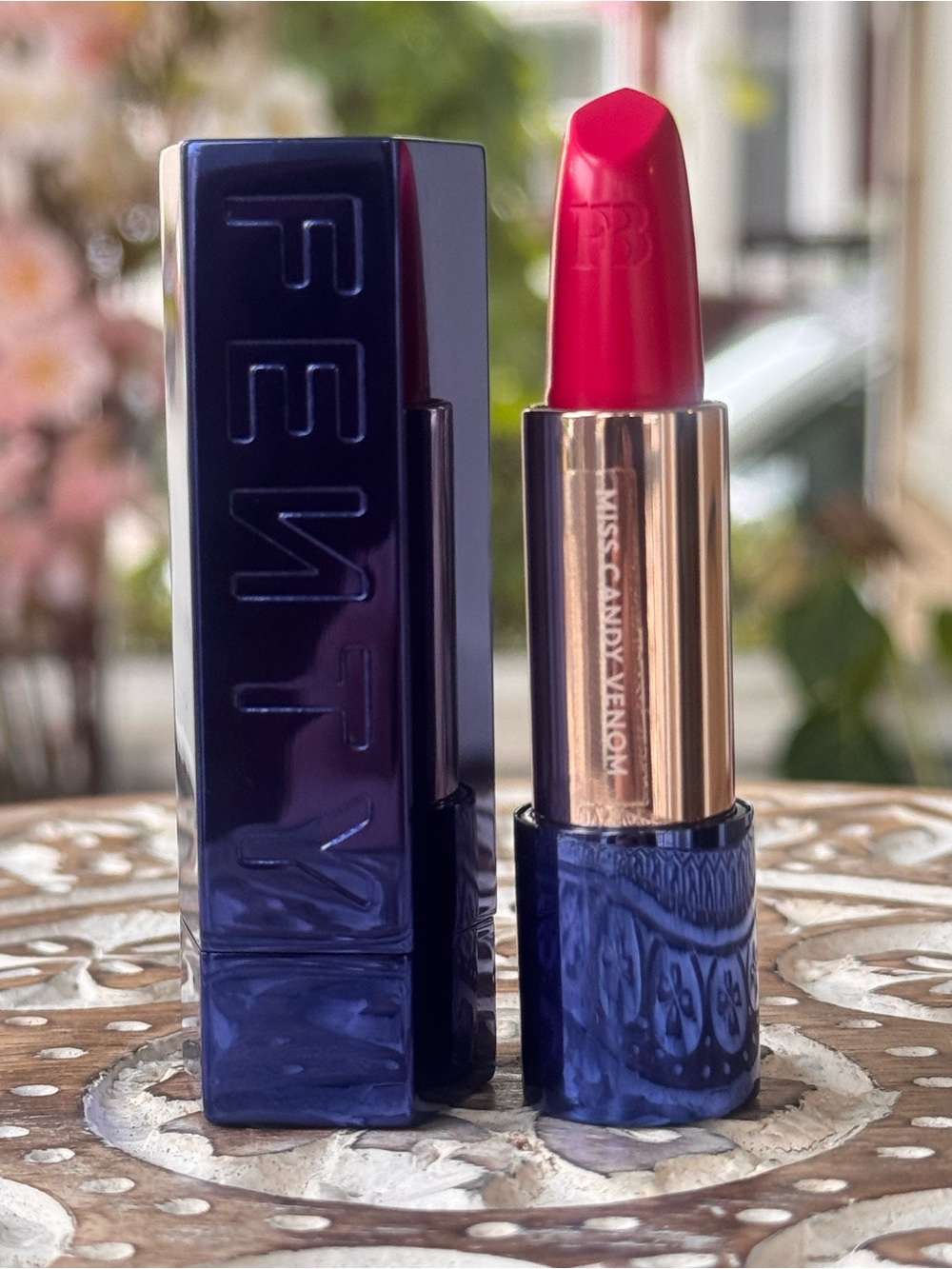Fenty Beauty Icon Semi-Matte Refillable Lipstick Miss Candy Venom with Blue Case